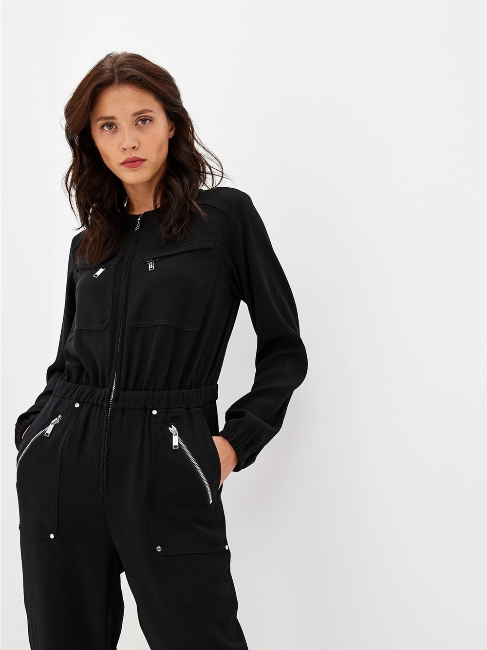MICHAEL Michael Kors Women’s Black Jumpsuit – Size XS – Zip-Front Design